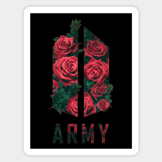 BTS Army logo (rose texture flowers) | Kpop Army Magnet by Vane22april